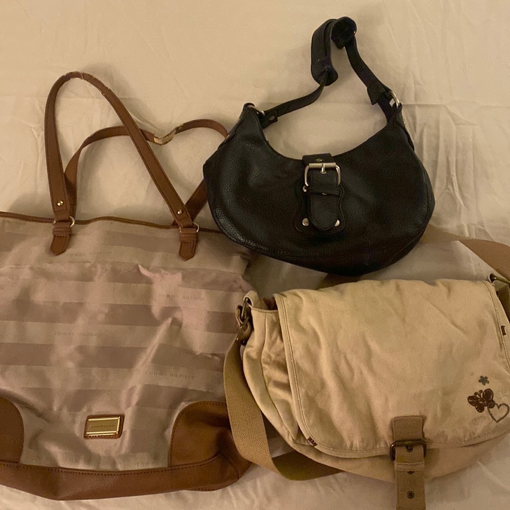 3 used purses/totes